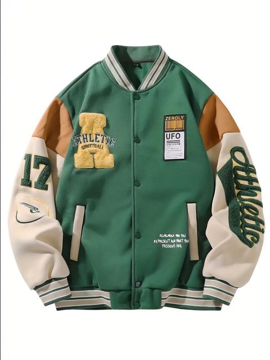 Men's Vintage Athletic Varsity Jacket with Embroider '17